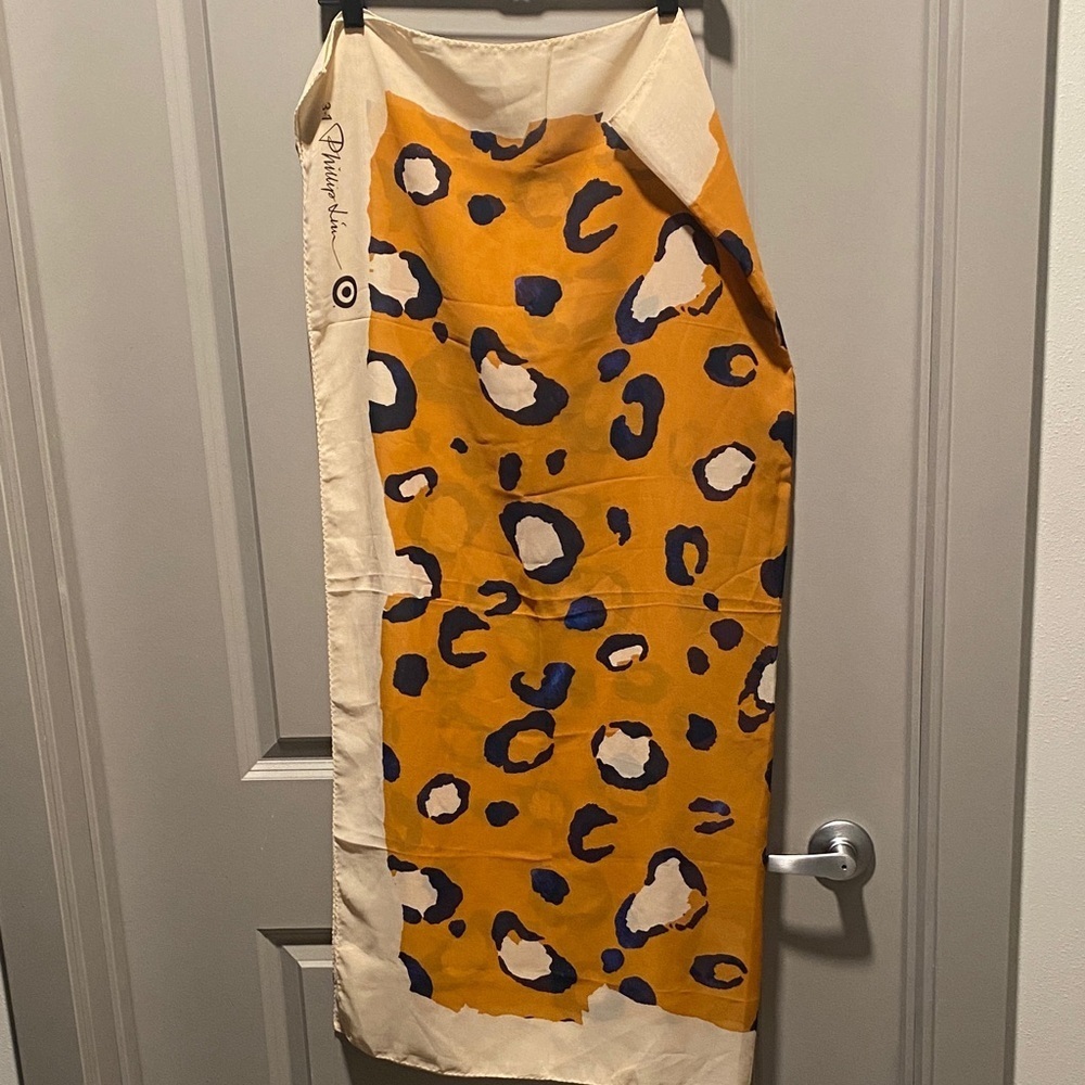 Phillip Lim Target Scarf Orange Animal Print Square Scarf Designer Collab - Picture 4 of 4